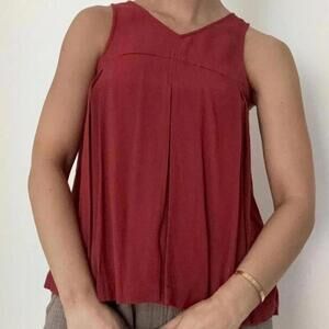 Madewell l Red Flowy Pleated Top Size 4